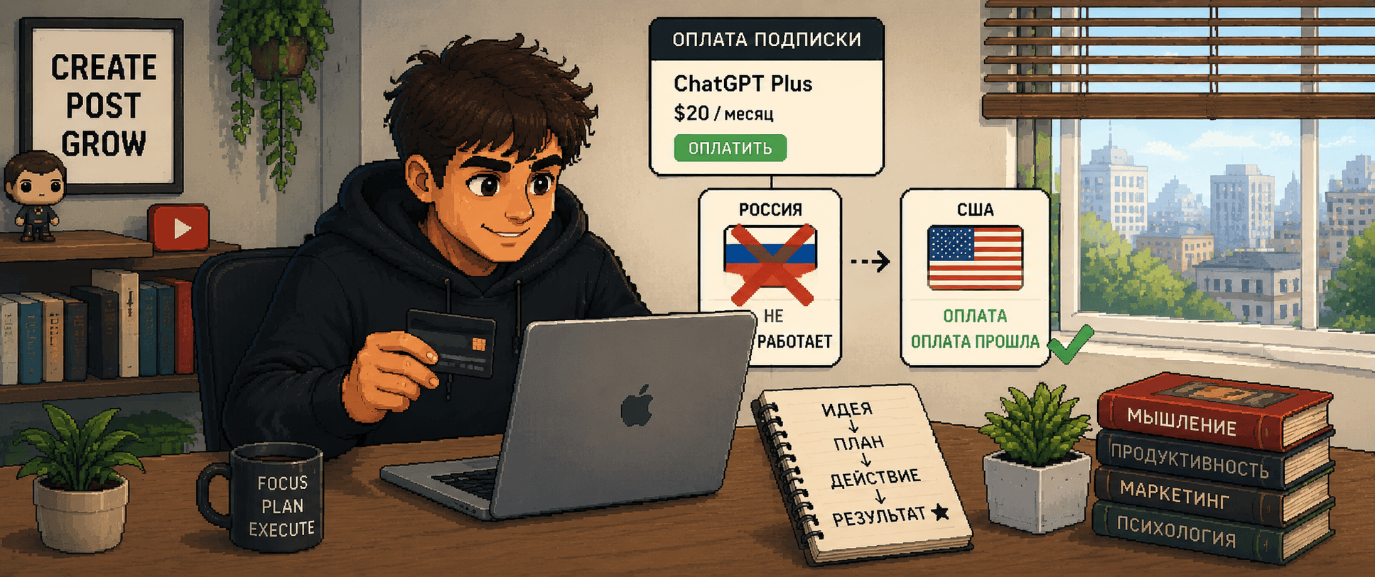 Оплата подписки ChatGPT Plus из России