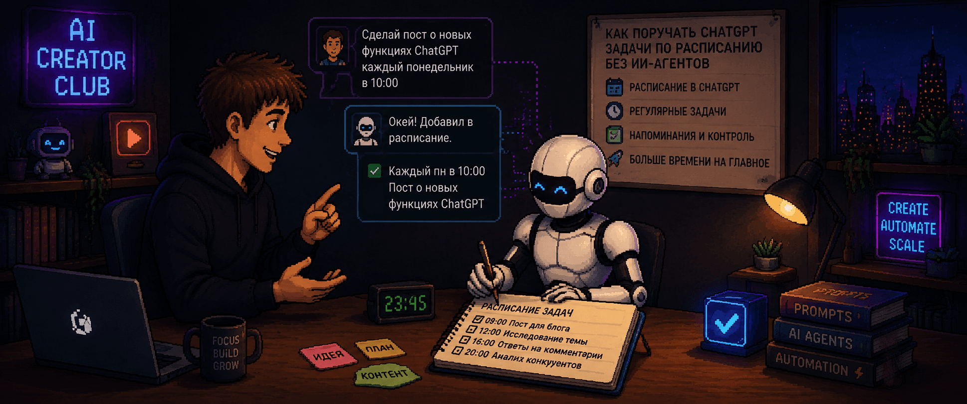 Робот планирует регулярные задачи ChatGPT по расписанию
